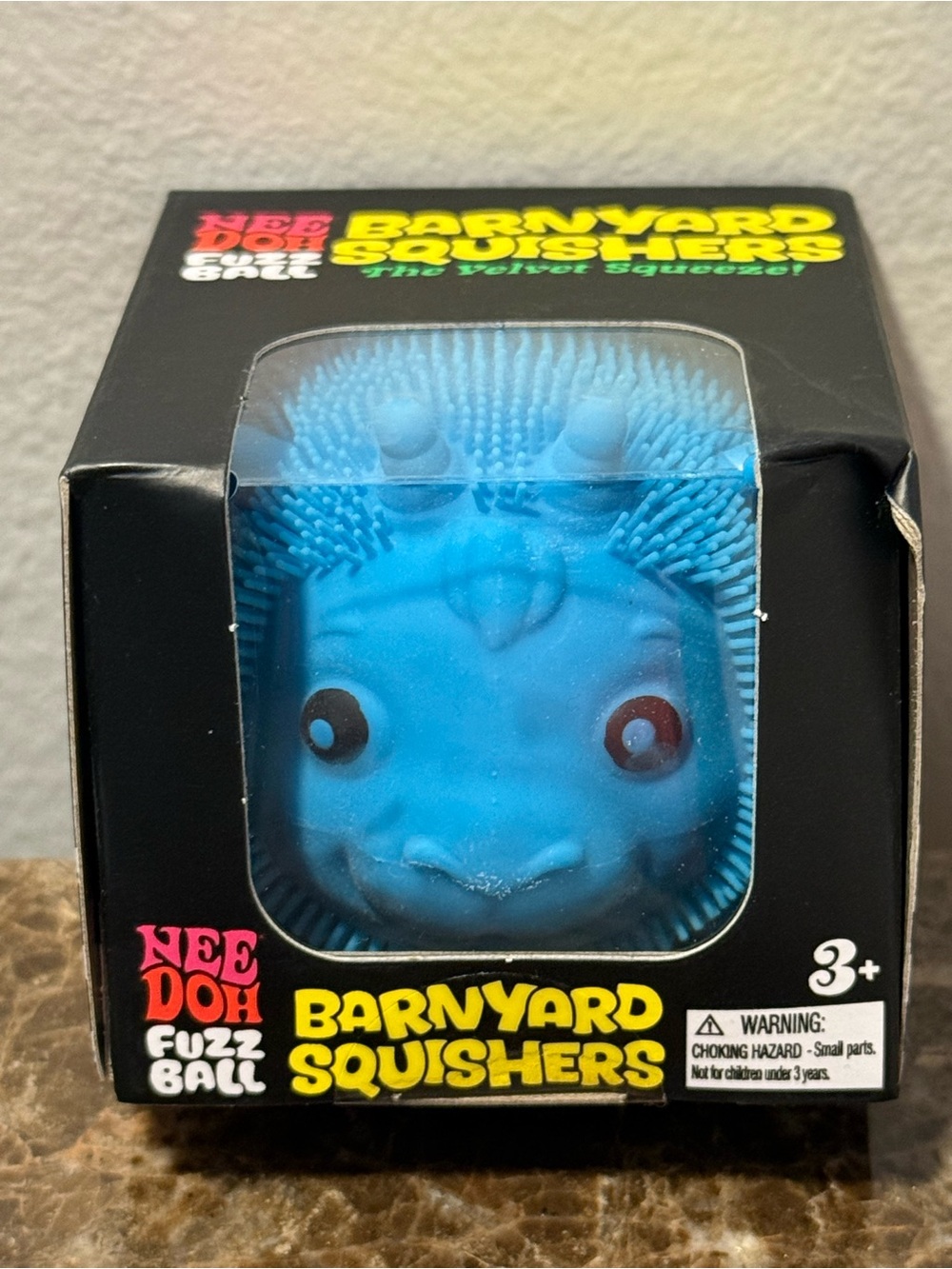 Needoh Barnyard Squishers RARE Fuzz Ball Goat - Blue